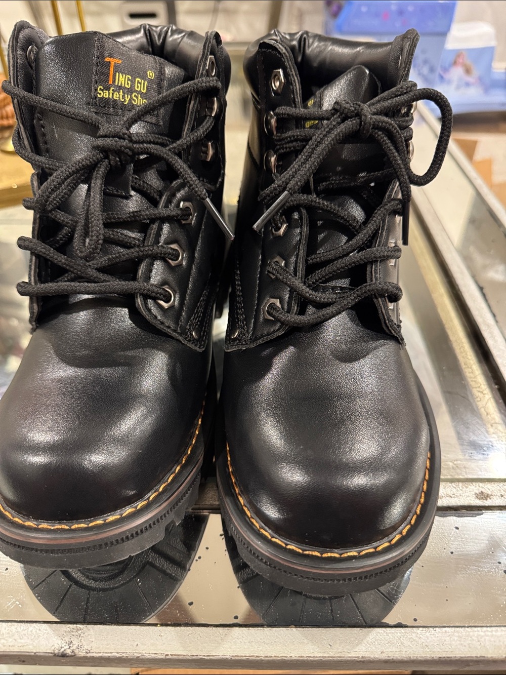 Black Men's Safety Boots - Lace-Up Work Boots